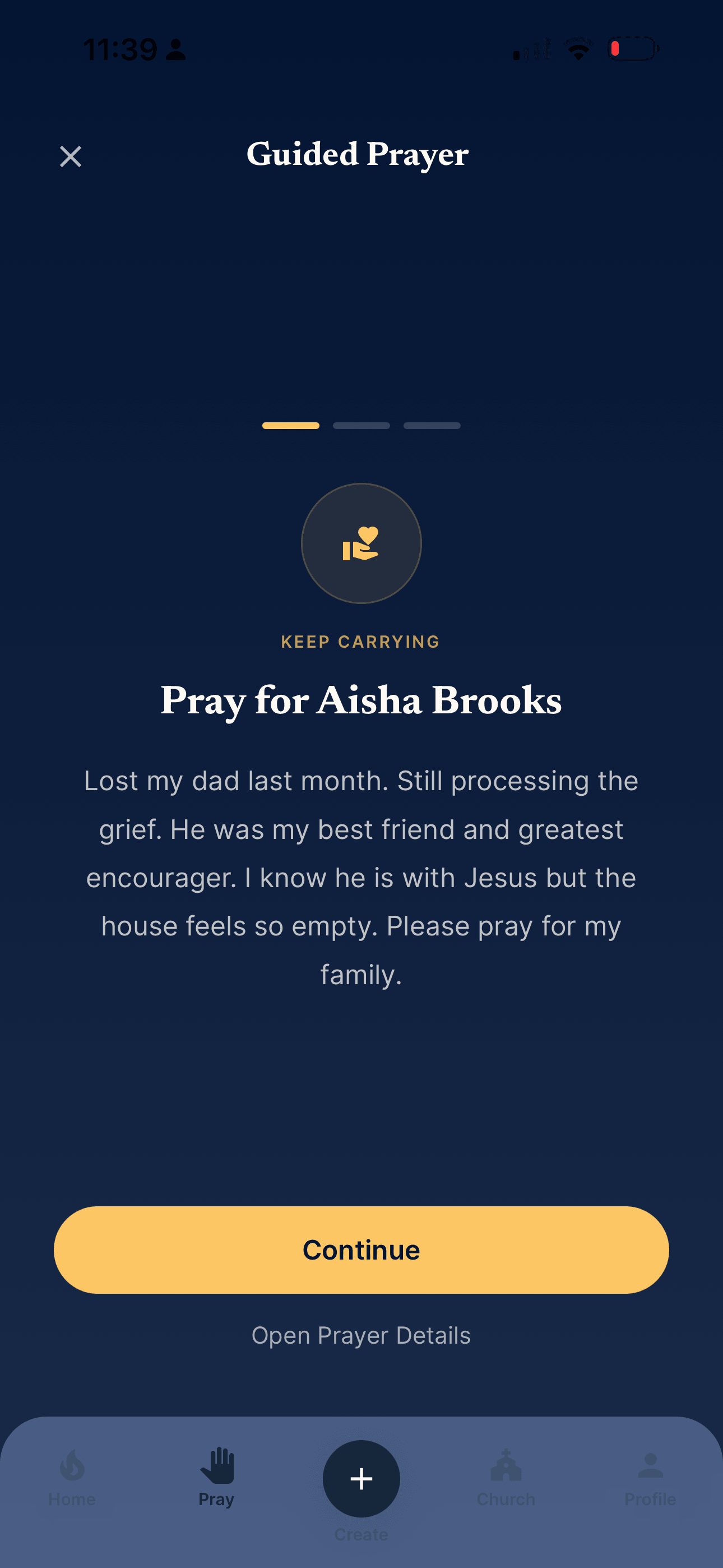 Guided prayer session